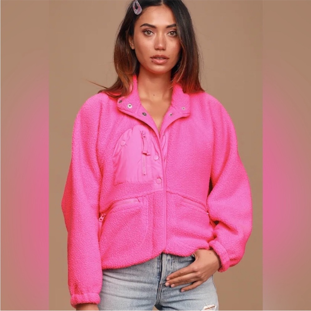 FP Movement ‘Hit the slopes’ Hot Pink Fleece Snap Jacket (Small) Retail: $148